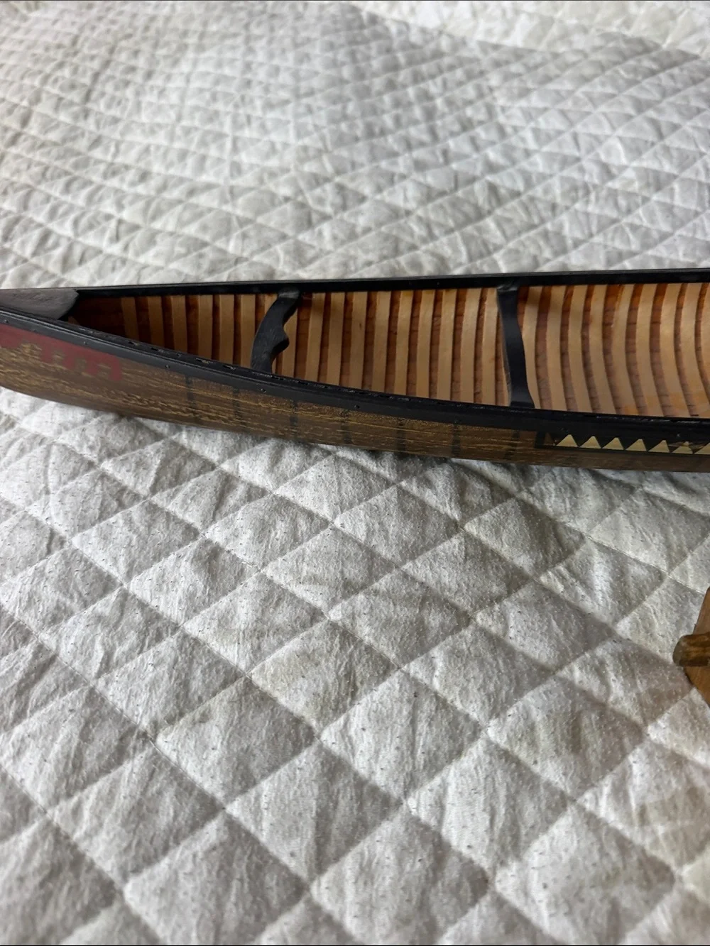 Vintage 14 foot wooden canoe in perfect condition comes with stand hand made ham